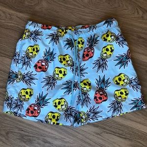 🏝George Pineapple Skull Swim Trunks Size Large